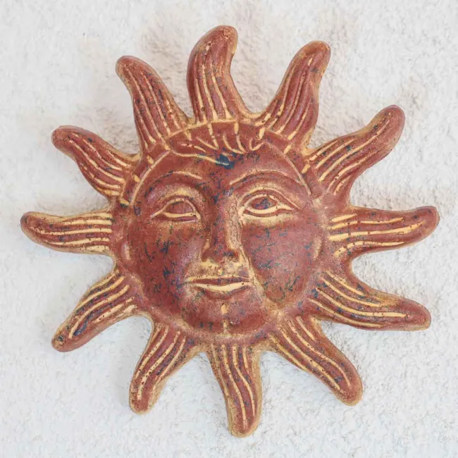 soleil terre cuite déco murale