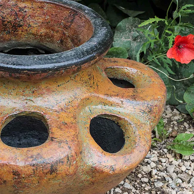Jardinières en terre cuite pour composition végétales - Amadera Couleur  Ocre oxydé Taille 27 cm x 40 cm de diamètre