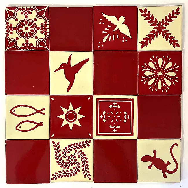 Carrelage azulejos rouge pour décoration murale