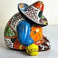 Déco maison - Statuette mexicaine en céramique colorée